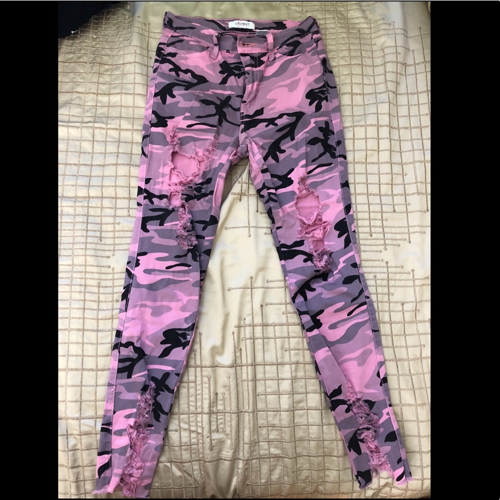 Pink Camouflage Ripped Jean